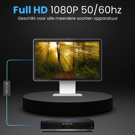 SCART naar HDMI Adapter - Omvormer - SCART Kabel en HDMI Kabel - Video Adapter - SCART naar HDMI Converter - Plug & Play - Full HD 1080P
