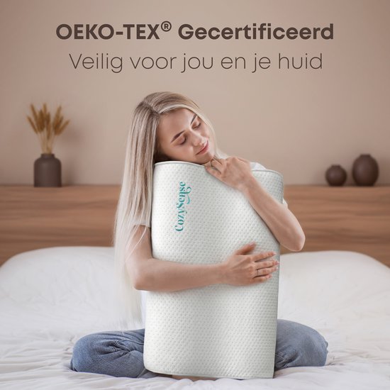 CozySense® Hoofdkussen - Orthopedisch Pillow - Ergonomisch Kussen - Traagschuim Slaapkussen - Incl. Kussensloop & Draagtas – Stevige Hardheid - voor Zij, Buik en Rug Slapers