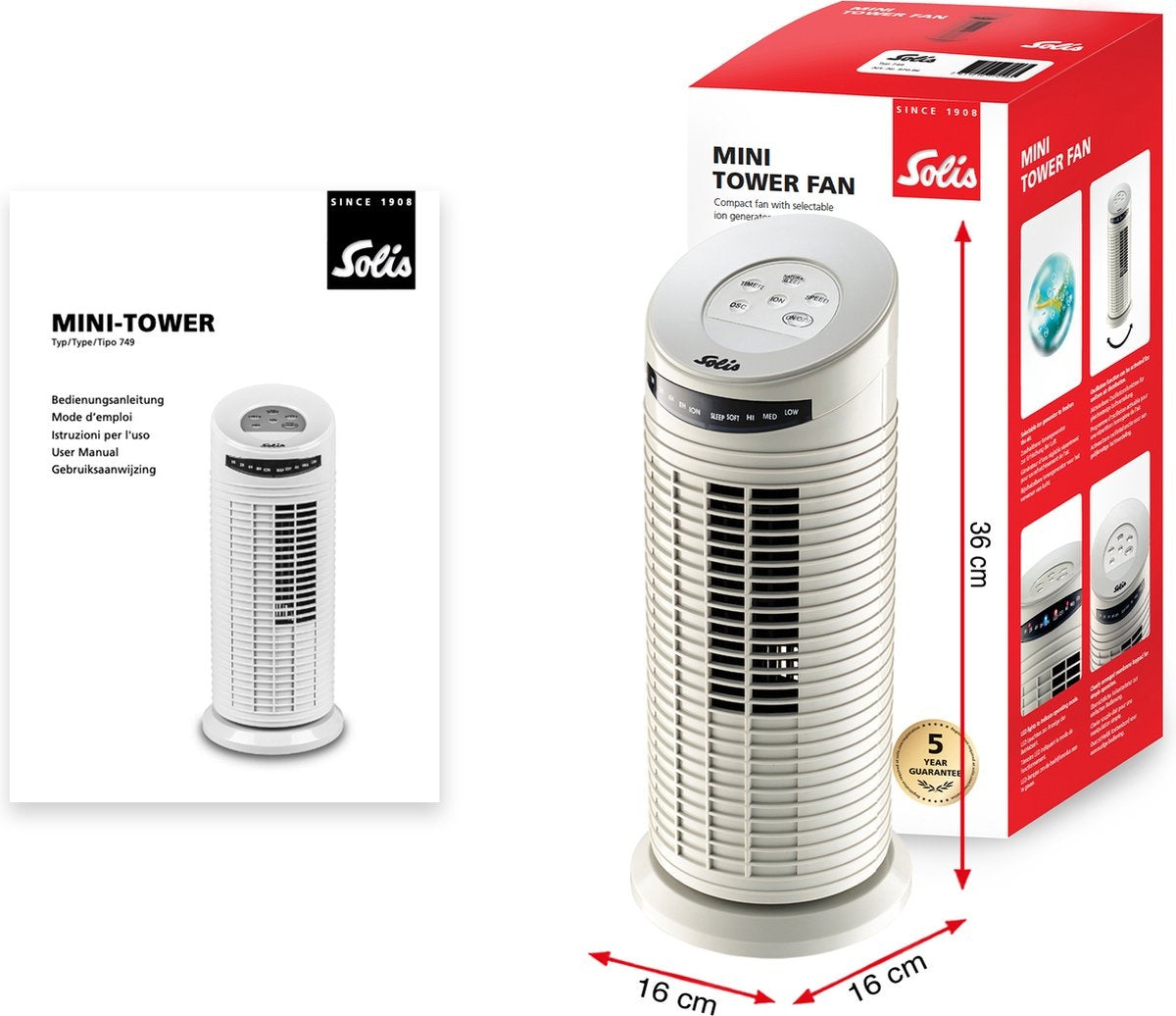 Solis Tower Ventilator 749 Ventilator Toren - 38 cm Hoog - Wit