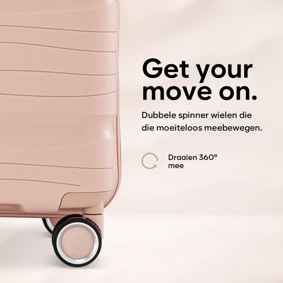 SC Travelin' Charm 4-delige Trolleyset – Handbagage & Check-in Koffers – 32L/60L/98L – Cijferslot – 360° Geruisloze Wielen – Lichtgewicht & Stevig – Modern Design - Lichtroze V2