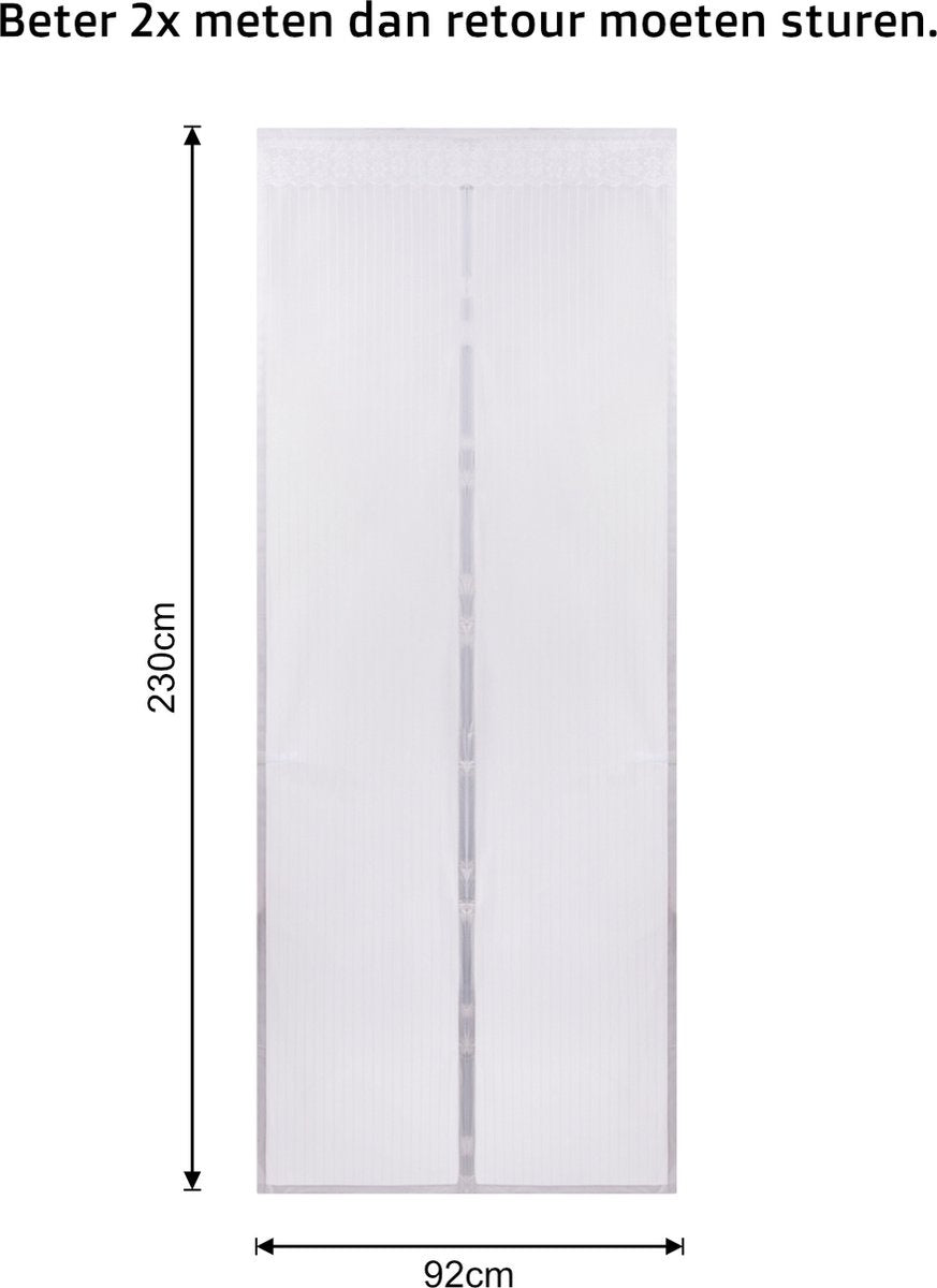 O’DADDY® Deurgordijn – Vliegengordijn - Magnetisch - Deurhor Deluxe 92 x 230 cm – Witte Hor – Horgordijnen