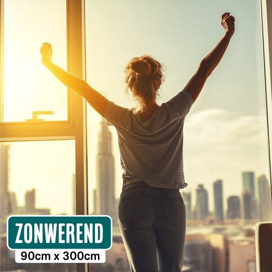 Homewell Zonwerende HR Raamfolie 90x300cm - UV protectie - Isolerend & Zelfklevend- Zwart Tint 39%