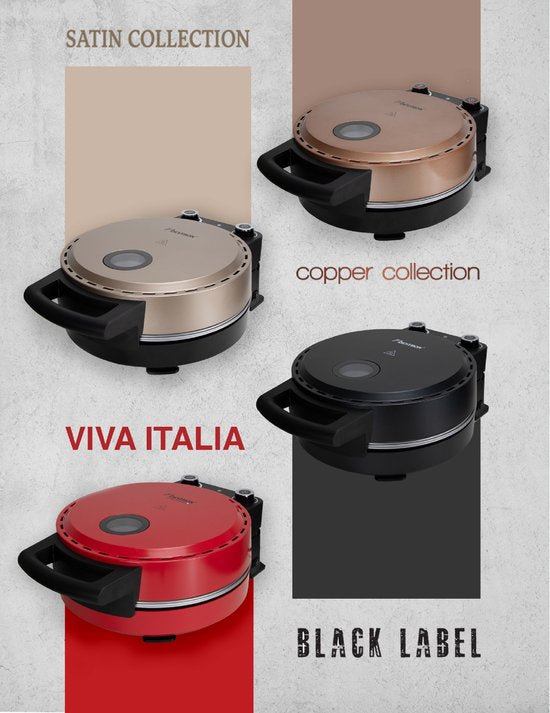 Bestron Turbo Pizzaoven voor pizza's in 5-10 minuten, elektrische pizzaoven met echte maximumtemperatuur van 320°C, inclusief pizzasteen en 2 grote houten spatels, Viva Italia, kleur: Rood