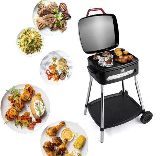 FRITEL barbecue BBQ 3278 - Elektrische bbq / Tafelgrill - Groot Grillopp. 40x36cm - 2000W - Afneembare plaat + Onderstel