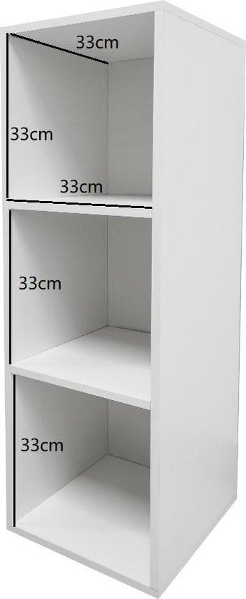 VDD Lp platen vinyl opbergkast 3 vakken - wit - 34x34x104 cm