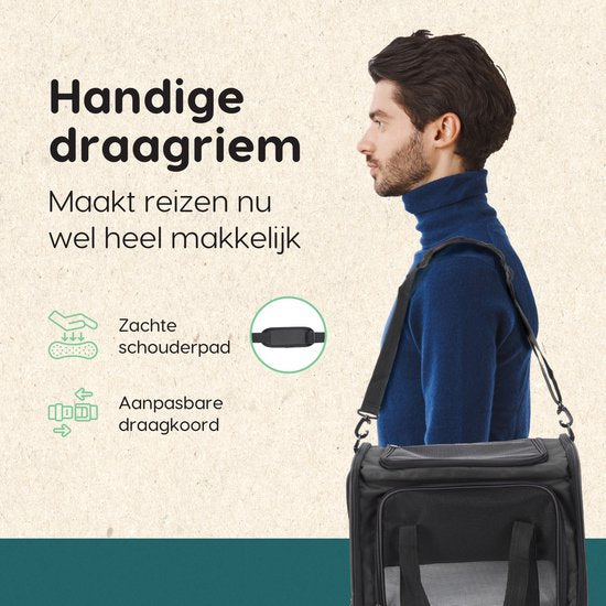 Volcan Reistas Kat - Reismand - Draagtas Katten - Transportbox met Bovenlader - Draagmand Antraciet