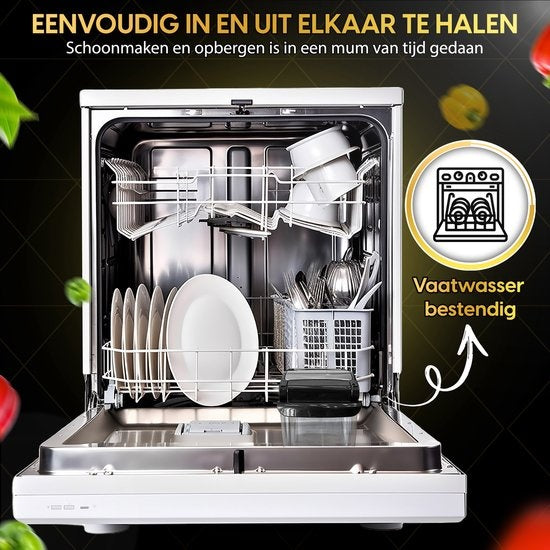 Toivo Kitchen Groentesnijder - Multifunctioneel - Zwart - 11 in 1 Keuken mandoline - Handmatig - Keukensnijder - Uiensnijder - Spiraalsnijder - Frietsnijder - Rasp