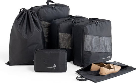 a sunny day Packing Cubes - Bagage Organizers - 6 delig - Backpack Organizer - Compression Cube - Packing Cubes met Compressierits - Zwart