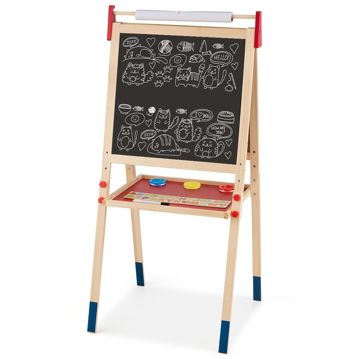 Coast 3-in-1 Schilderbord Voor Kinderen Dubbelzijdig Whiteboard & Krijtbord - 60 x 55 x 112,5-124,5 cm