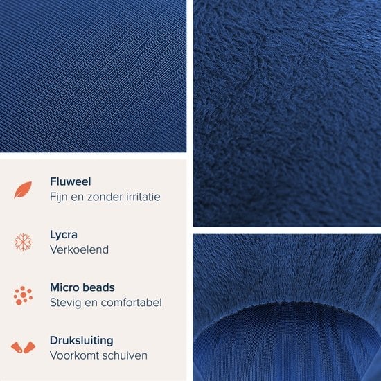 TRVLMORE Nekkussen - Voor Thuis en Onderweg - Microbeads Reiskussen - Vliegtuig - Ultiem Comfort - Donkerblauw