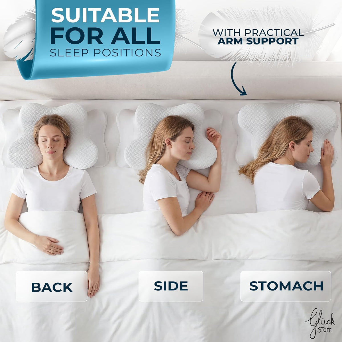Glückstoff Ergonomisch hoofdkussen van traagschuim - Ergo - Wit