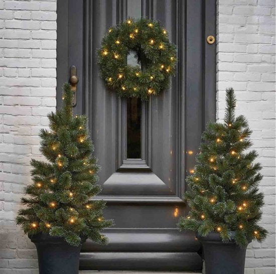 Black Box Trees Glendon Kunstkerstboom in Pot met 30 LED lampjes - H90 x Ø51cm - Groen
