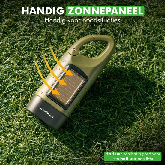 Travelhawk Opwindbare Zaklamp - Led Knijpkat met Dynamo - Handmatig zonder Batterij Oplaadbaar - Noodpakket