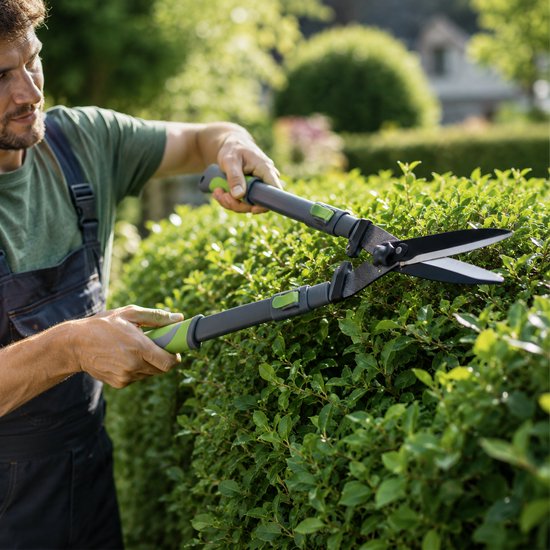 Kinzo Telescopische Heggenschaar 65-85 cm – Handmatige Heggenschaar met Anti-aanbaklaag – Ergonomische Tuinschaar – Lichtgewicht Snoeigereedschap voor Heggen en Struiken