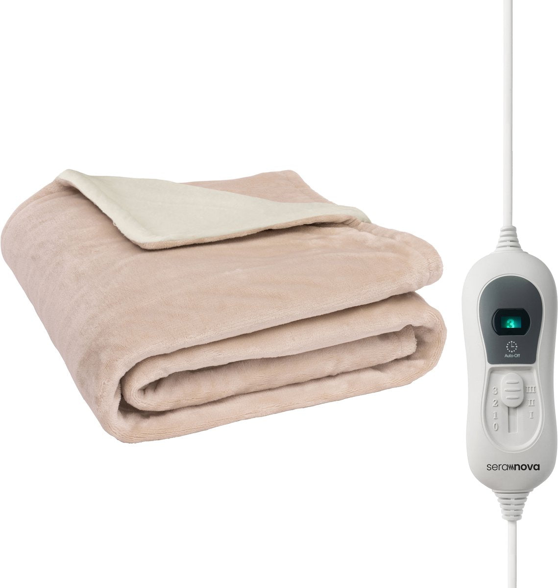 Seranova Elektrische Deken - 160x120 cm - 1 Persoons Warmtedeken - Dubbelzijdig Fleece - Knuffeldeken - Beige