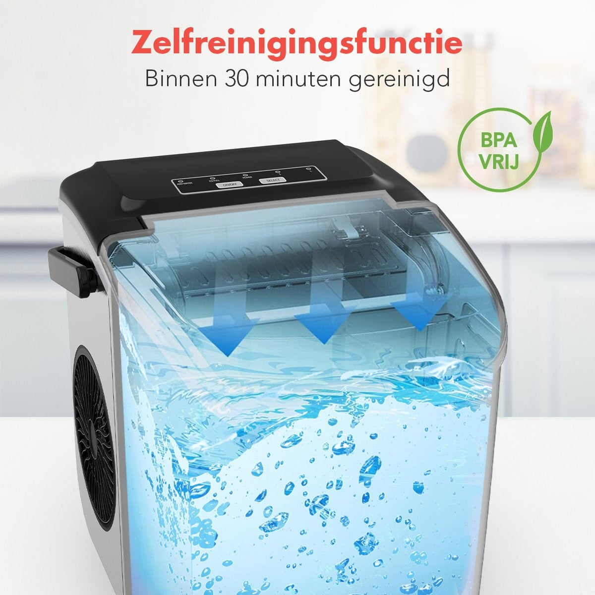 KitchenBrothers IJsblokjesmachine - 1.2L - 7-10 min. - 12kg/24u - RVS