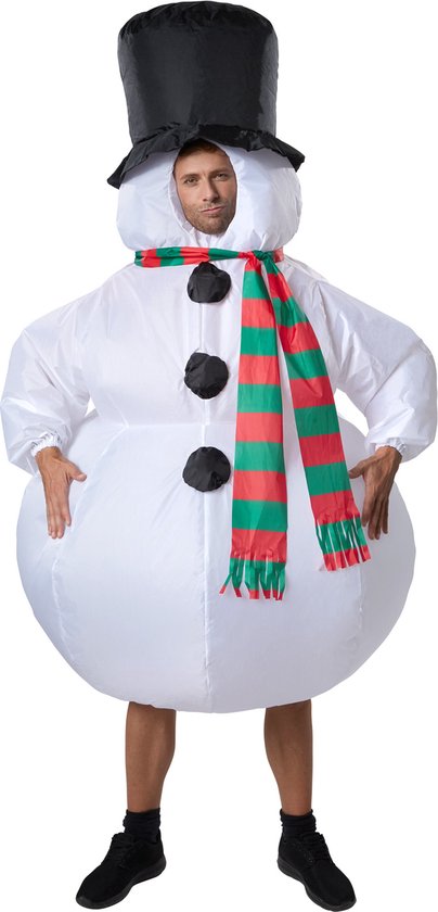Dressforfun Opblaasbaar kostuum sneeuwman - verkleedkleding kostuum halloween verkleden feestkleding carnavalskleding carnaval feestkledij partykleding - 302359 - Onesize