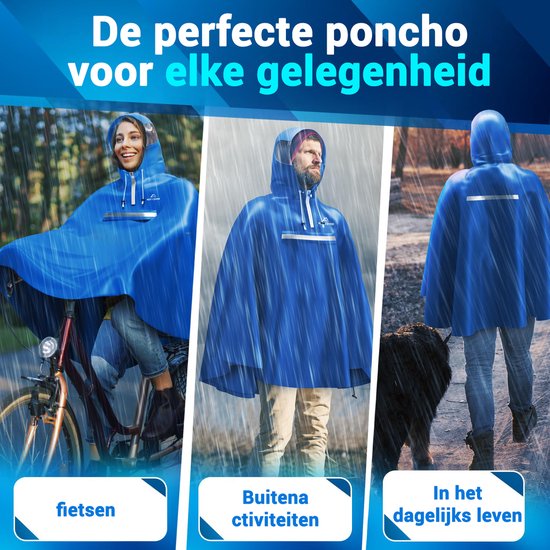 Nextcover Regenponcho Fiets voor Dames en Heren | Regencape met AquaShield 2.0 Technologie, Winddicht & Waterdicht | Ideaal voor Fietsen, Wandelen en Vissen | Fietsponcho Volwassenen Unisex Pasvorm | Poncho