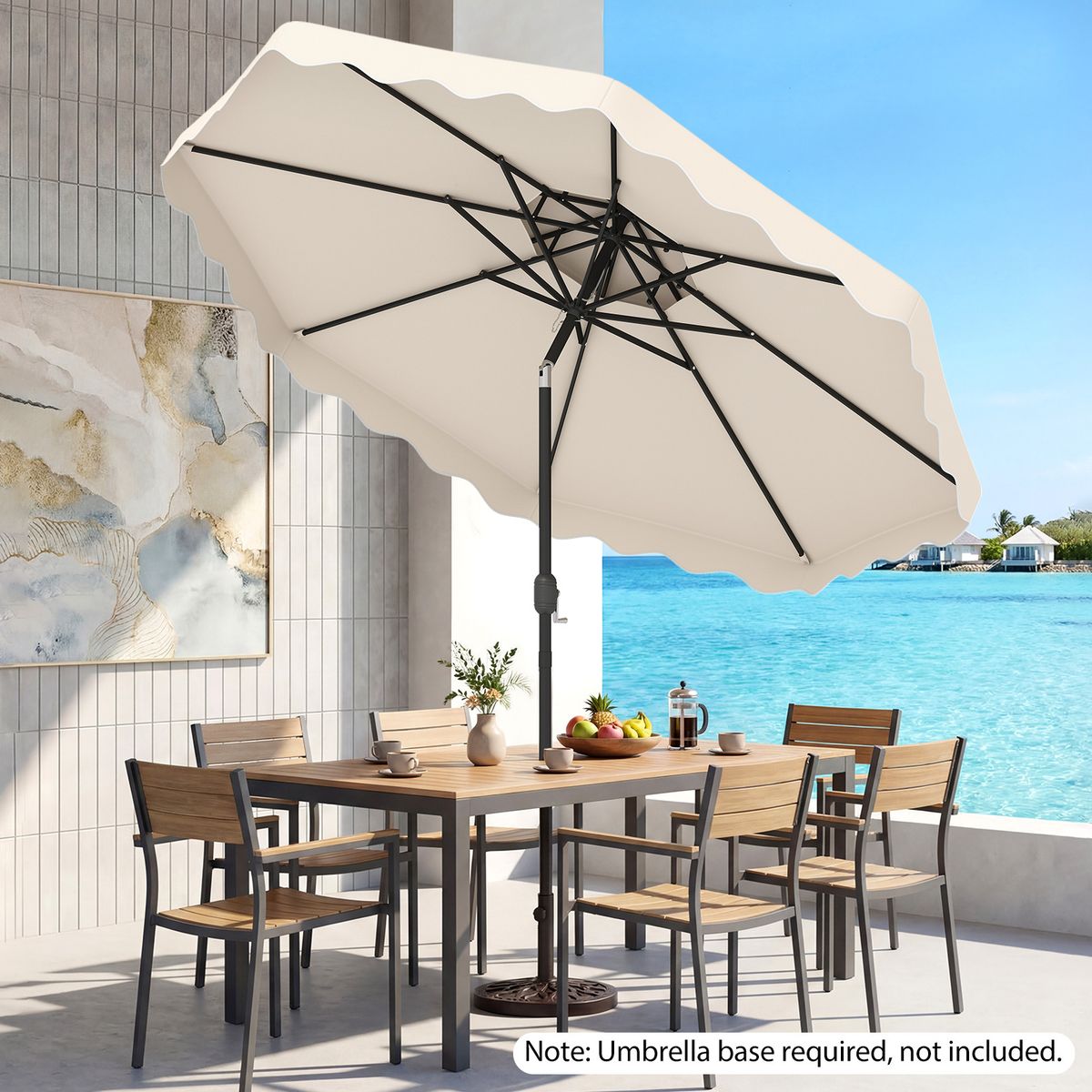 Coast terrasparasol - verstelbare hoek - stevig metalen frame - beige 300 x 300 cm