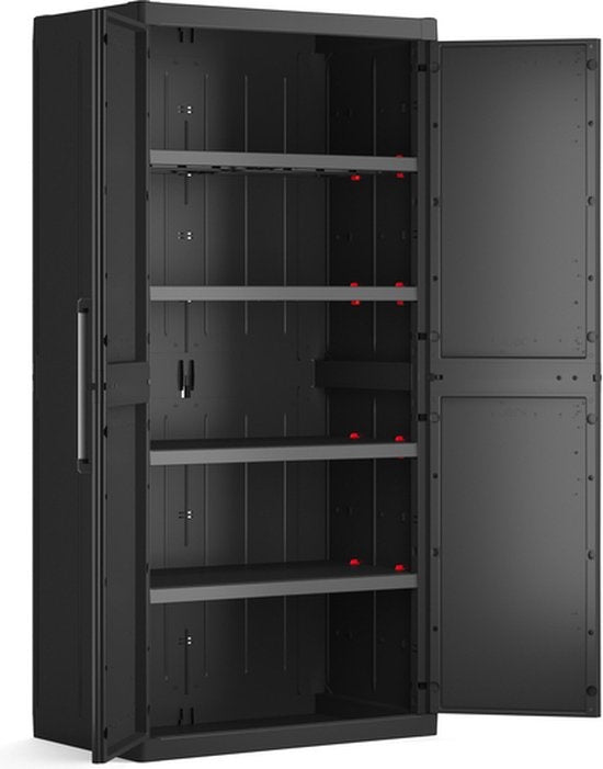 Keter Detroit XL Hoge Kast - 4 planken - 89x54x182cm - Zwart
