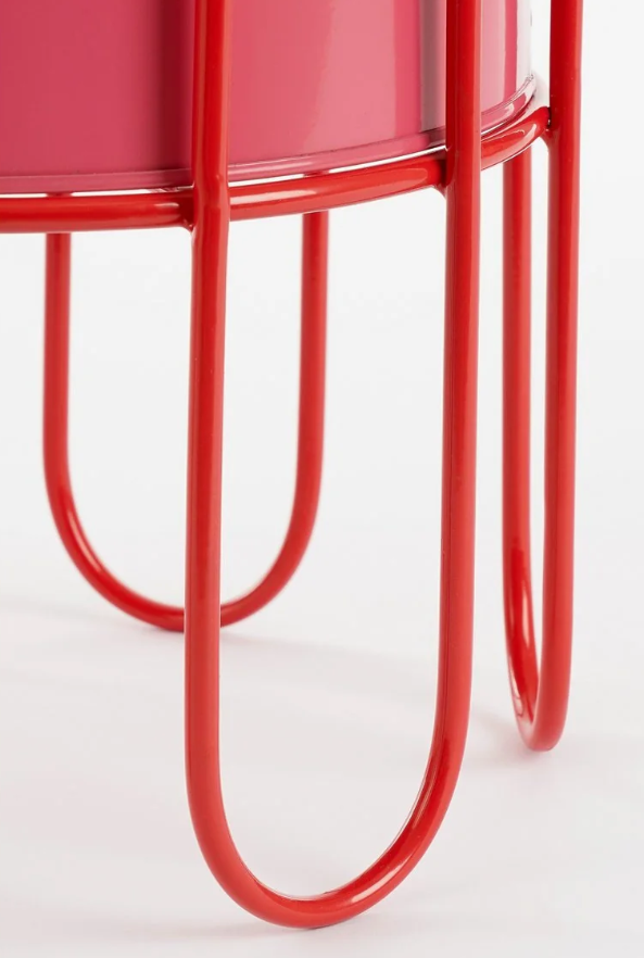Mica Decorations Dione Bloempot op Standaard - Roze/Rood - H25 x Ø23 cm