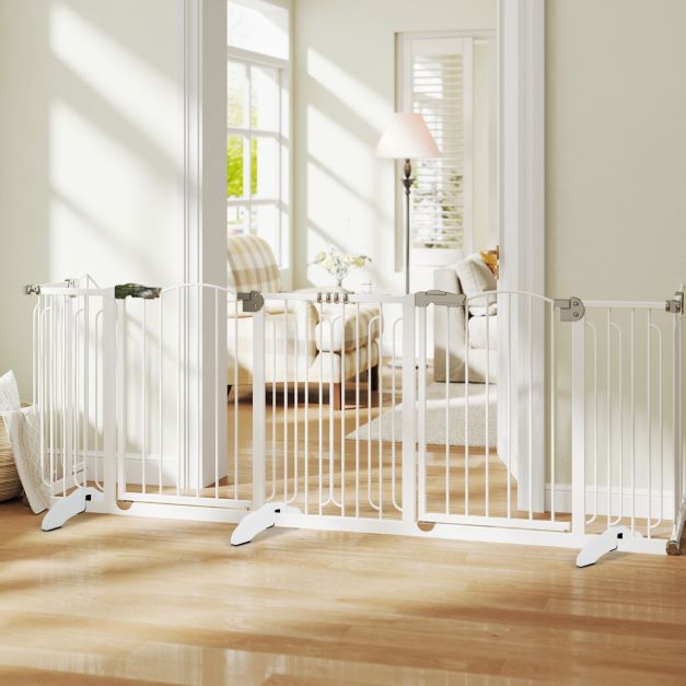 Coast 2 Houten Barrièresteunen voor Dierenhek – 30,5 x 9 x 1,9 cm – Wit – Versterkte Stabiliteit voor 2 cm Dikke Panelen