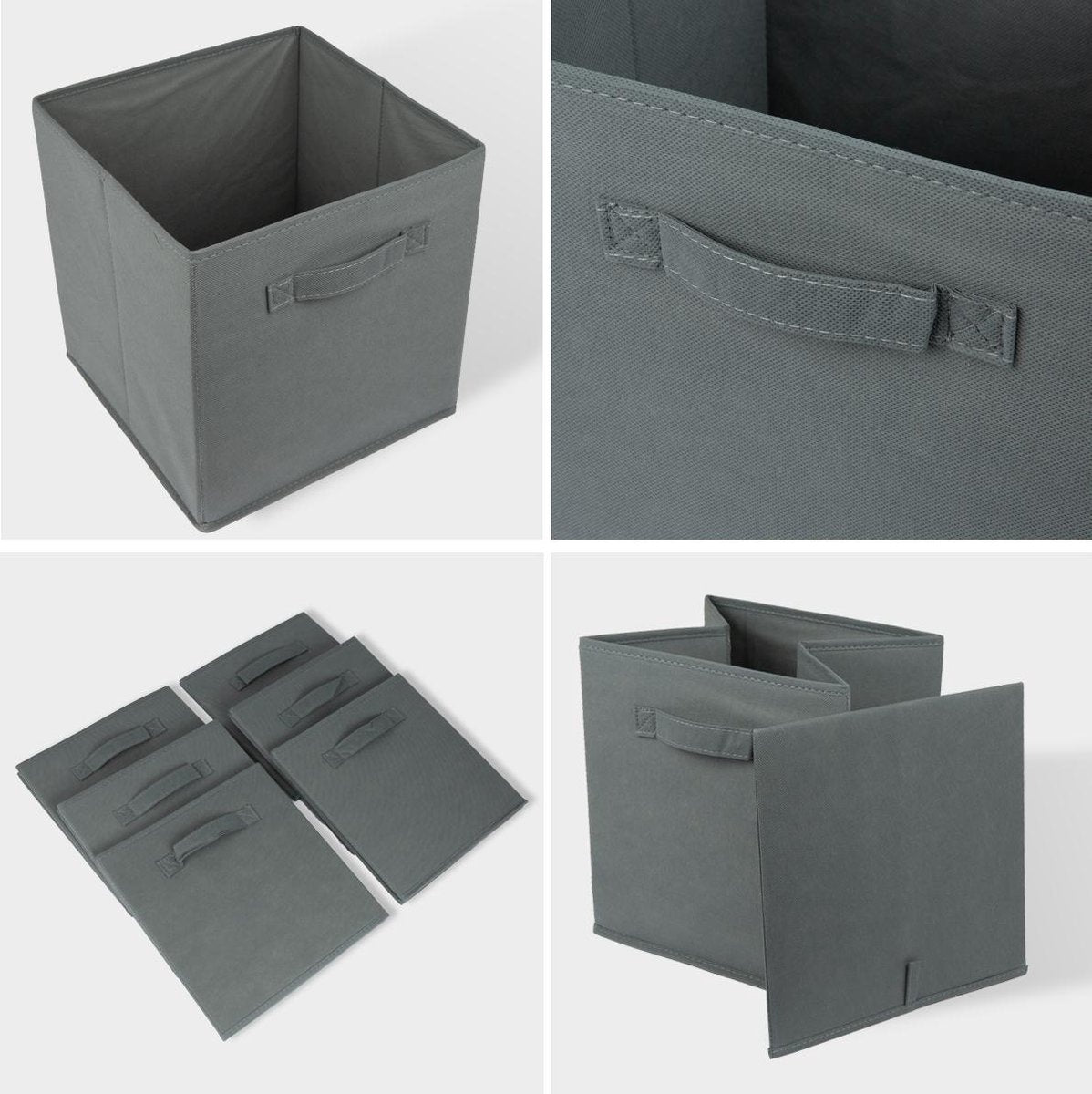 LifeGoods Kast Organizers - 6 Stuks - 20L - Textiel - Grijs