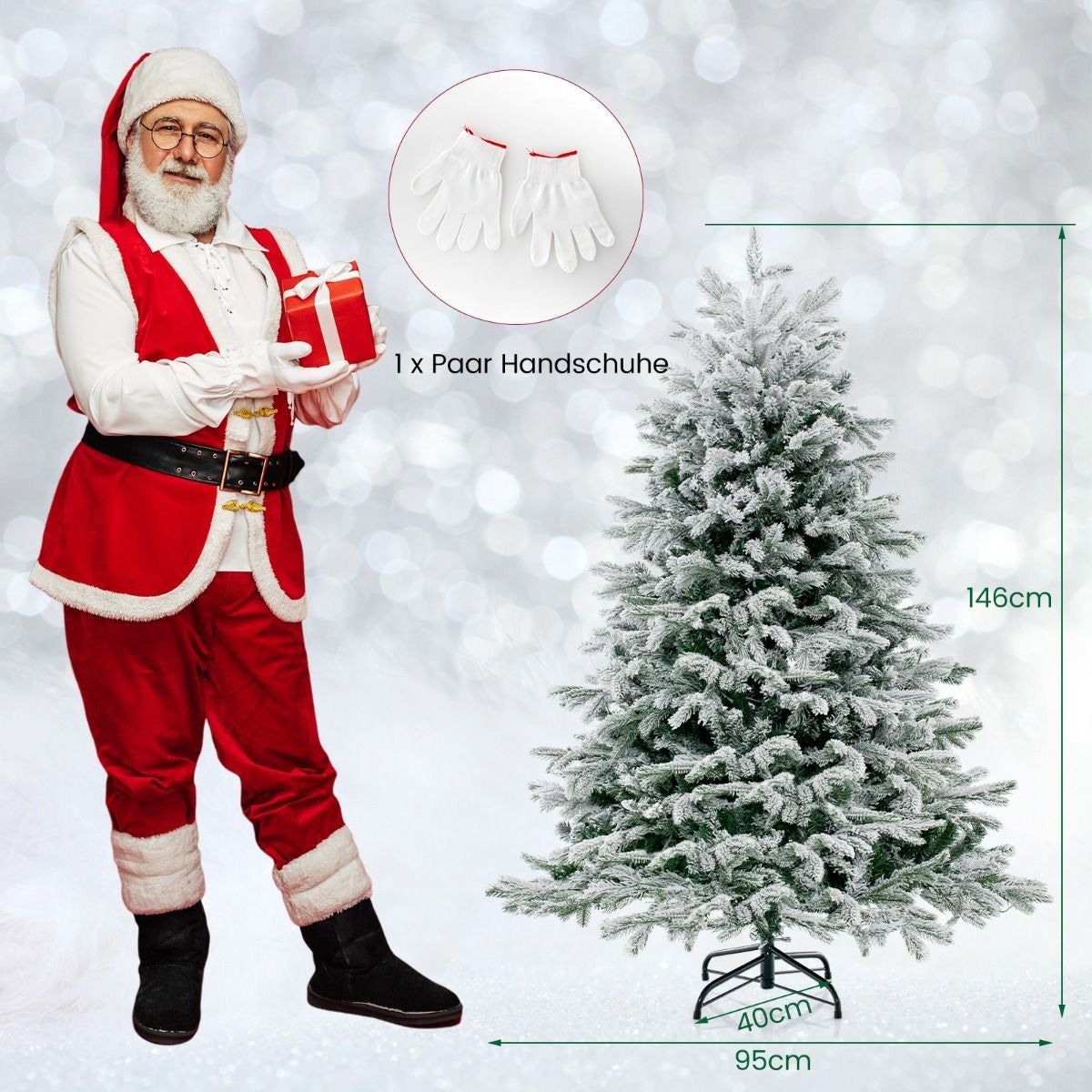 Coast Kunstkerstboom met Sneeuw en 200 LED-lampjes - 146cm