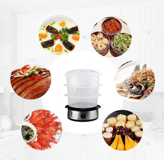 Aigostar Fitfoodie 30INA - Stoomkoker 9L - met Timer - 800W - 3 Lagen - RVS