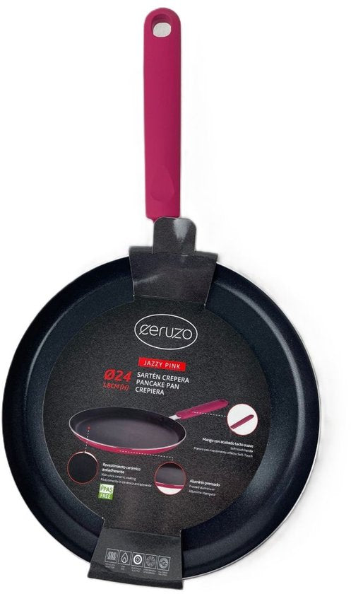 Ceruzo Pannenkoekpan PFAS-vrij - 24 cm - Jazzy Pink - Keramische Anti-aanbaklaag - Inductie