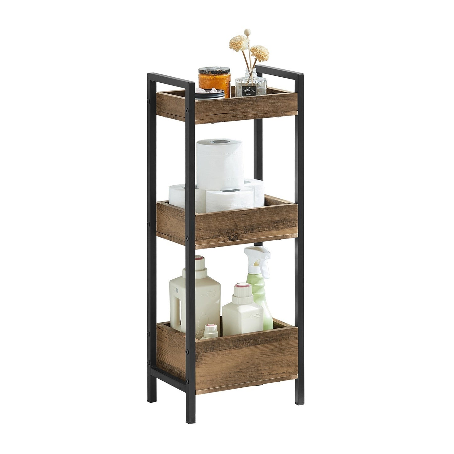 SoBuy FRG226-F Vintage Kastje - 3 Opbergvakken - 28x74x20cm - Bruin