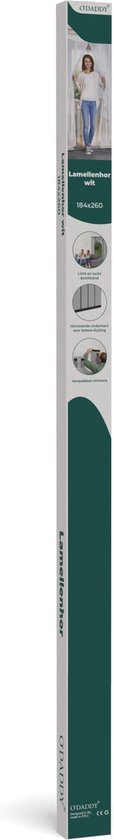 O'DADDY® Vliegengordijn Lamellenhor - 184x260 cm - Deurgordijn - Hordeur - Aanpasbaar Ontwerp - Glasvezel - Deurhor Wit