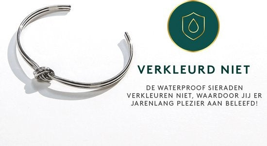 Laura Ferini Dames Armband Nodi Zilver - Zilverkleurige Bangle - 18K Witgoud Verguld - Sieraad - Accessoires - Sieraden - Dames Armbandje
