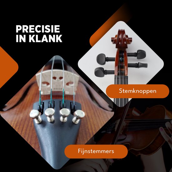 Finesse Viool Starterset - met Koffer & Accessoires - 4/4 - Viool Muziekinstrument - Paris