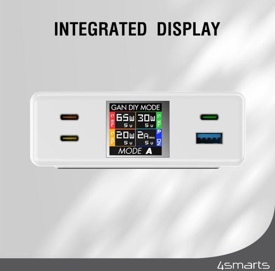 4smarts 130W GaN Oplaadstation met Quick Charge en Power Delivery Wit