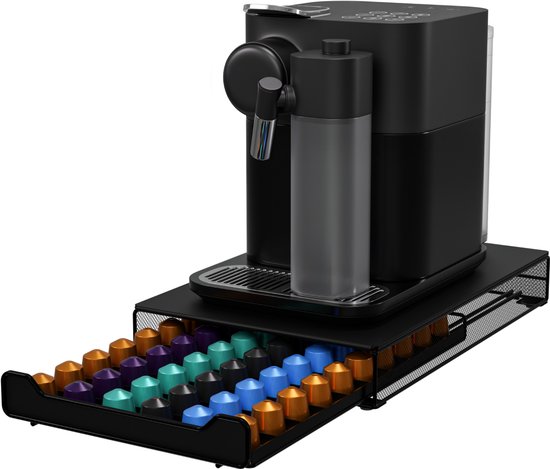 KitchenBrothers Koffiecups Houder - Capsulehouder - Geschikt voor Nespresso - 60 Cups - Cuphouder - Met Lade - Zwart
