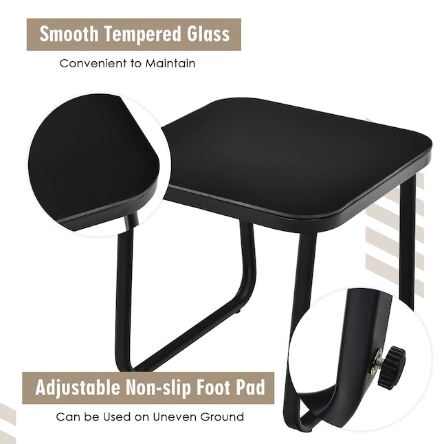 3-delig Tuinmeubelset Balkonset met 2 Stoelen en Tafel - Zwart, Afmetingen Stoel 58x60x85 cm, Tafel 60x60x72 cm