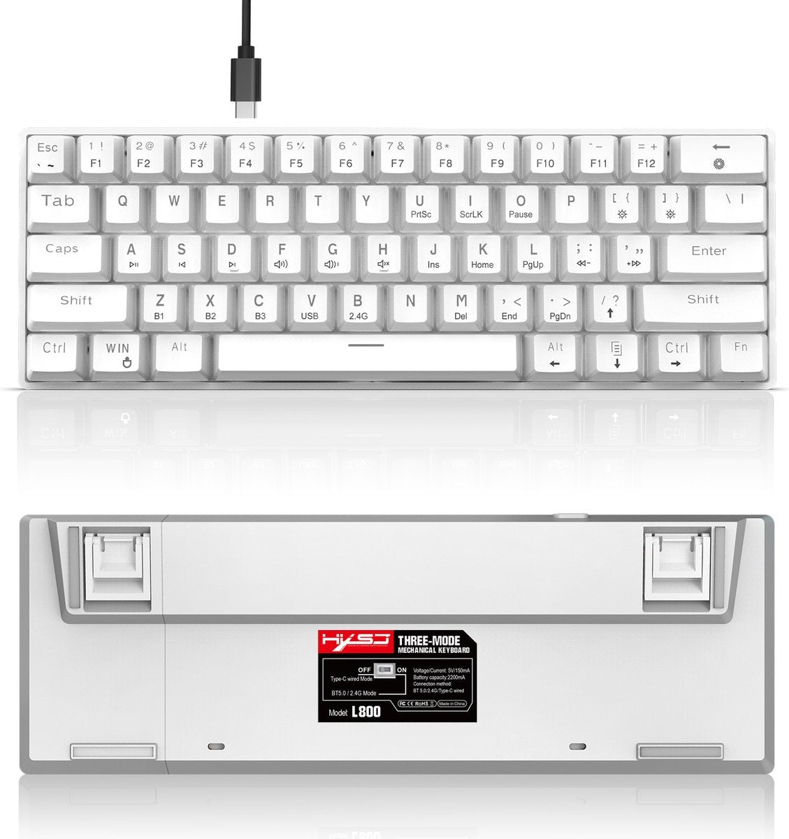 Fuegobird V600 Bedraad Gaming Toetsenborden - Membraan Toetsenbord - RGB Verlichting - 96 keys - Grijs wit