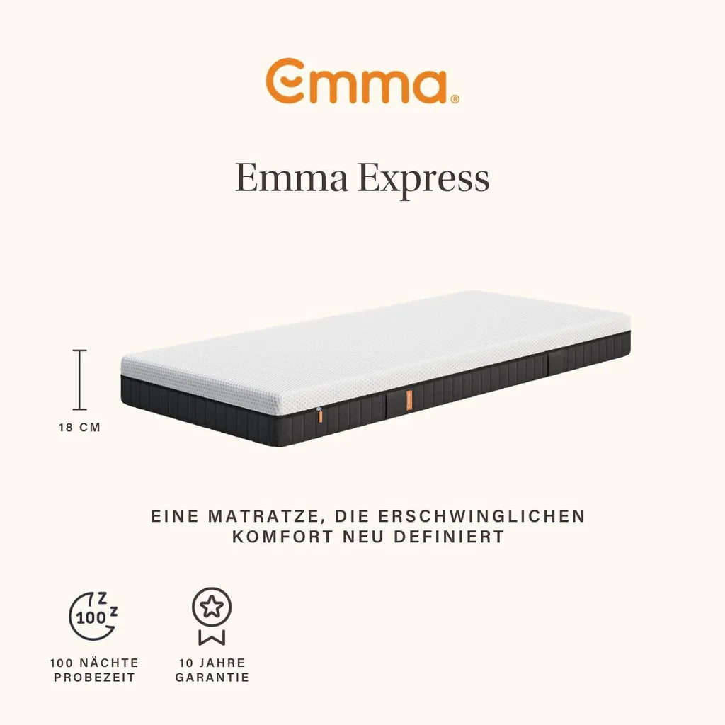 Emma Express Matras - 180 x 200 cm - 18 cm Hoog - 7 Zones - Medium Stevig - Hybride - Wit