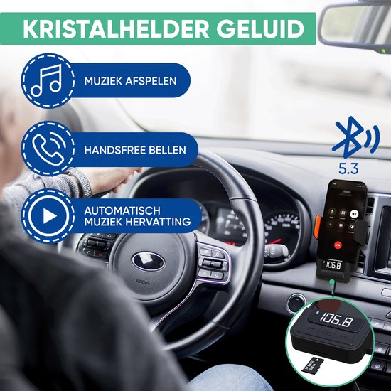 Serve 3in1 Bluetooth FM Transmitter, Telefoonhouder Auto & Draadloze Snellader 15W - Carkit voor Muziek - Telefoonhouders Auto Accessoires - Touchless Autolader - Ventilatie Houder