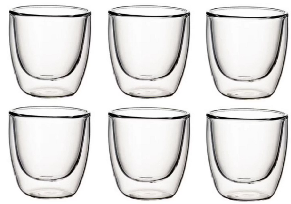 Villeroy & Boch Manufacture Rock – Set van 6 Dubbelwandige Theeglazen | 250 ml | Borosilicaatglas | Magnetron- & Vaatwasserbestendig