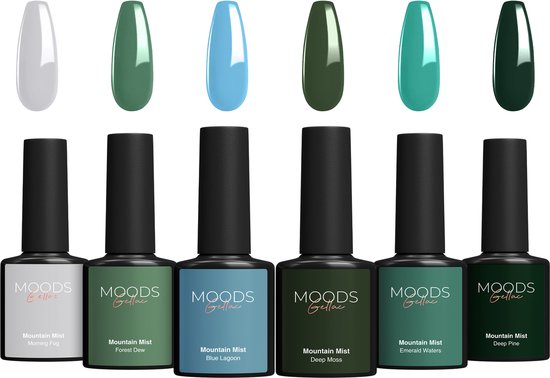 Moods Gellac 6-delige Set - Gellak Starterspakket - Gel Nagellak - 8ML - Mountain Mist - Gellac - Nagels - Chique Kleuren