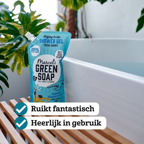 Marcel's Green Soap Douchegel Navulling - Mimosa & Zwarte Bes - 6 x 500ml