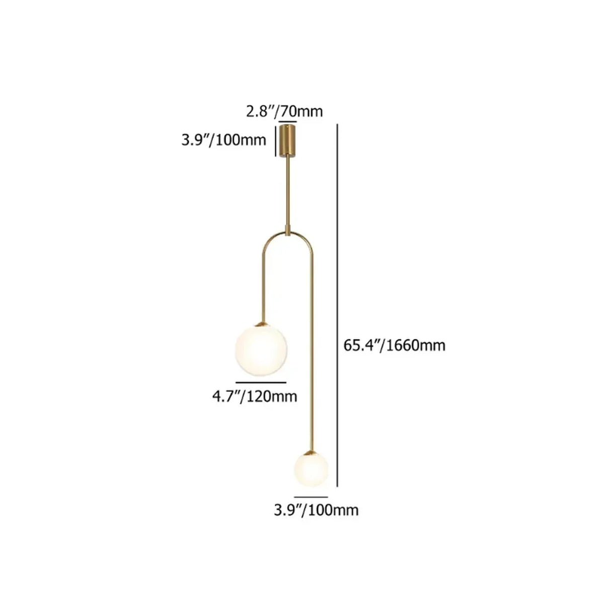Homary Moderne Pendellamp Zwart met Glaskogel - 2-Lichts U-Vormig