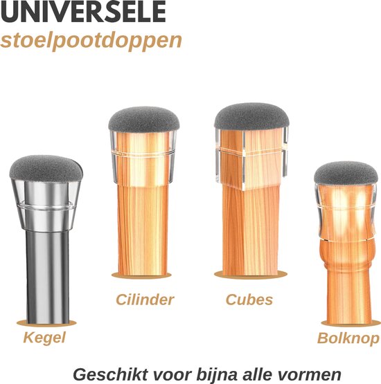 Vaive Stoelpoot Beschermers Rond met Vilt – 24 Stuks – Stoelpootdoppen Ø24-30 mm – Vloerbescherming voor Stoelen - Grijs