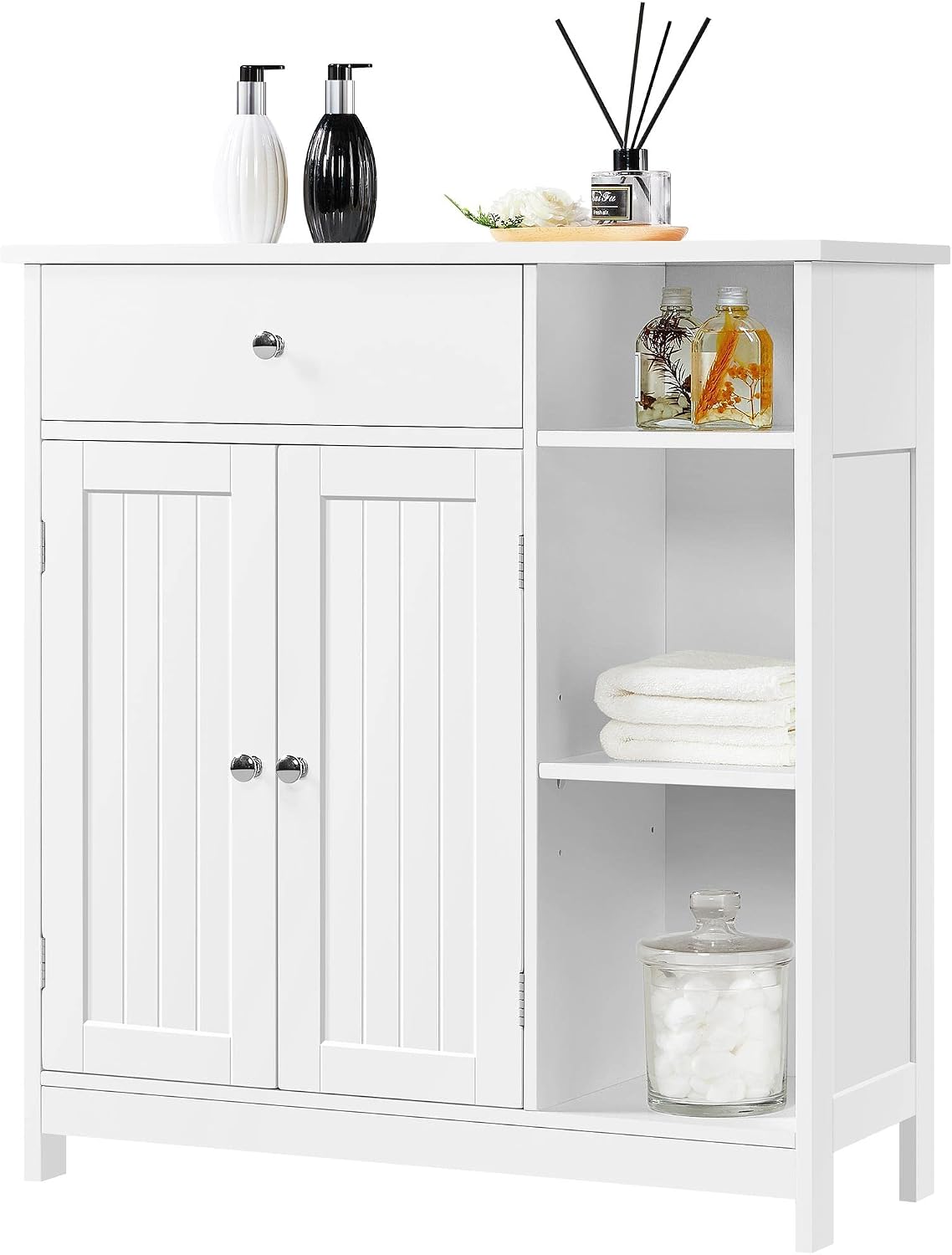 Yaheetech Badkamerkast met Lade en Deur - Verstelbare Planken - 80 x 75 x 30 cm - Donkergrijs