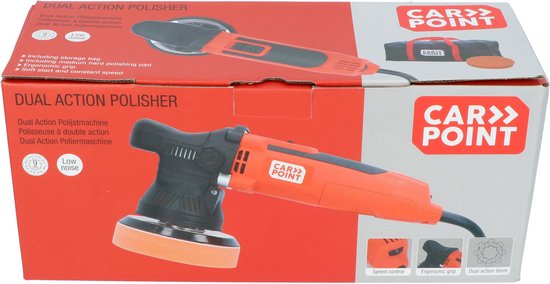 Carpoint Dual Action Polijstmachine - 650Watt - 6 snelheden - 2000-6400 Polijstbewegingen - 9mm Excentrische uitslag