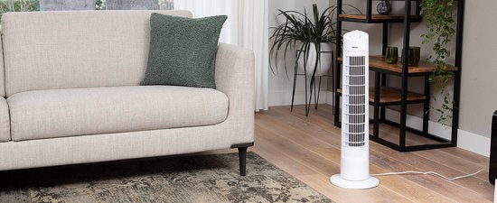 Torenventilator 76 cm – 3 Snelheden – Oscillerend – Timerfunctie – Compact & Stijlvol – Tristar VE-5864 – Wit