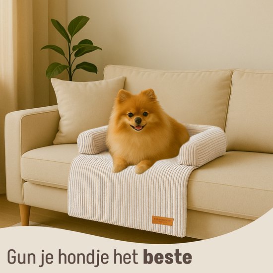 By Cee Cee Origineel Hondendeken Bank – Hondenkleed Bank - Hondenmand - Premium - Volledig Afritsbaar - Ribstof - Beige - 75x90 - Maat S