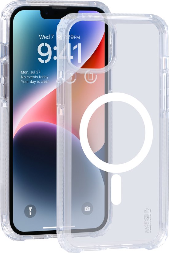 SoSkild Hoesje iPhone 15 Plus MagSafe - Defend Heavy Impact Case - Doorzichtig Magnetisch Magsafe Hoesje - Transparant